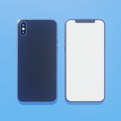 smartphone top view front and back 3d rendering illustration