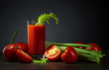 Tomato juice with celery sticks
