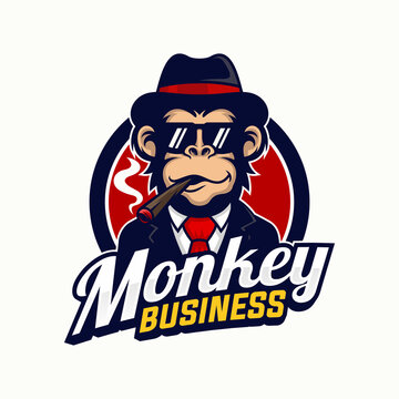 Monkey mascot logo vector. Animal vector illustration. Geek monkey logo. Chimpanzee vector logo design