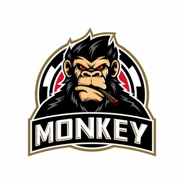 awesome monkey logo vector illustration