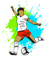 Plakat illustration femme fille football ballon