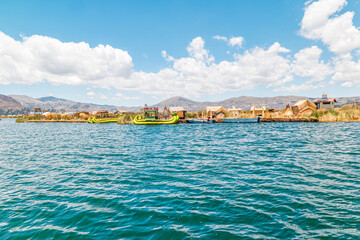 Floating Uros Islands on Lake Titicaca in Peru