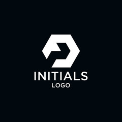 initial letter P hexagon monogram logo design graphic vector