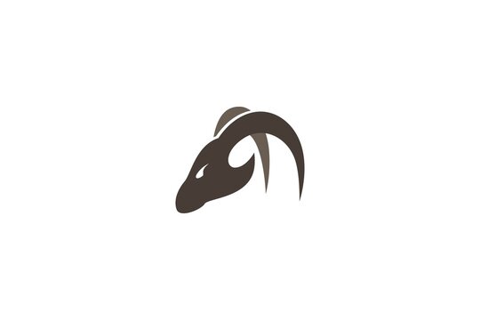 Skull Horn Bull Animal Silhouette Logo Design Vector