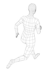Fototapeta na wymiar Wireframe running woman