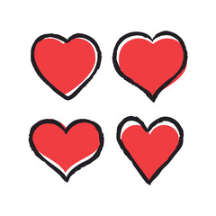 Doodle hearts, hand drawn love heart collection. Valentine's day design.