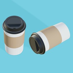 coffee paper cup 3d rendering illustration