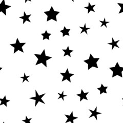 Stars seamless pattern. Random star icons, space sky night design.