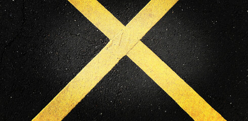 Road traffic paint on the asphalt surface And to ensure safety