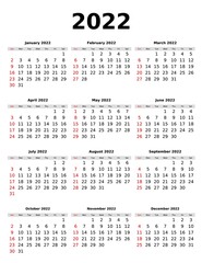 Vector calendar 2022 for planning. Design and template
