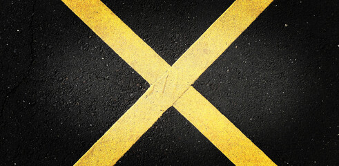 Road traffic paint on the asphalt surface And to ensure safety