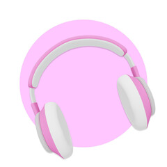cartoon headset pink 3d rendering illustration