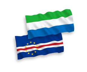 Flags of Republic of Cabo Verde and Sierra Leone on a white background