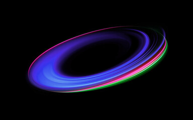 Glow swirl light effect. Circular lens flare. Abstract rotational lines. Power energy element. Luminous sci-fi. Shining neon lights cosmic abstract frame. Magic round frame. Swirl trail effect. Glint