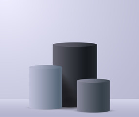 3d realistic vector podium stage monochrome themed for product presentation