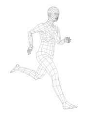Fototapeta na wymiar Wireframe running woman