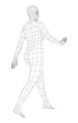 Wireframe walking woman