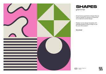 Bauhaus Poster Design Template With Abstract Geometric Shapes