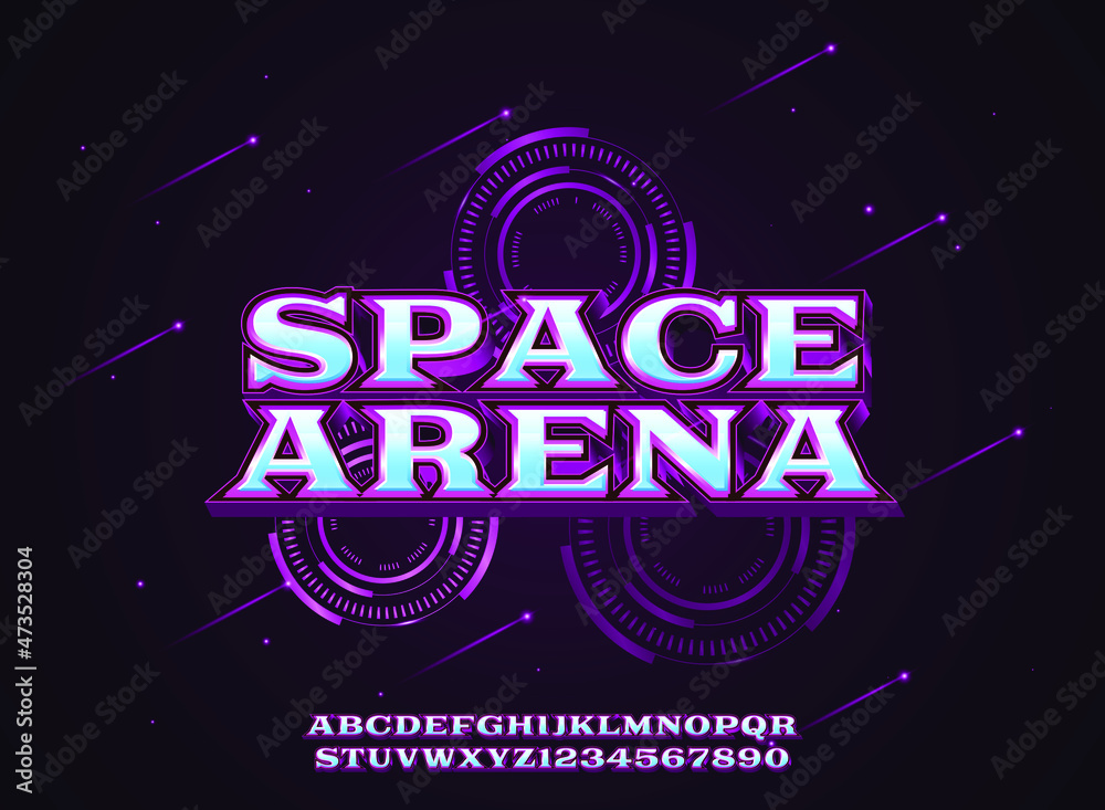 Wall mural modern futuristic space arena text effect with circle hologram frame