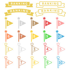 フラットなランキングアイコンセット(旗・フルカラー)