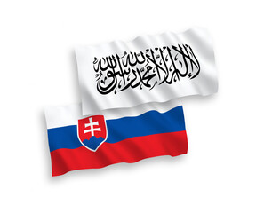 Flags of Slovakia and Taliban on a white background