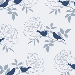 Tuinposter blue botanical pattern © Biljana