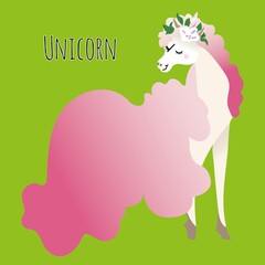 Unicorn. Children's illustration for prints, stickers, postcards, textiles, stationery, T-shirts, clothes, notebooks, notebooks, bags. Design element. Vector illustration.