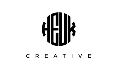 Letters HEUK creative circle logo design vector, 4 letters logo