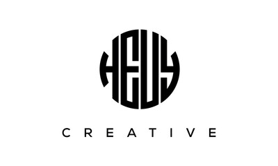 Letters HEUY creative circle logo design vector, 4 letters logo