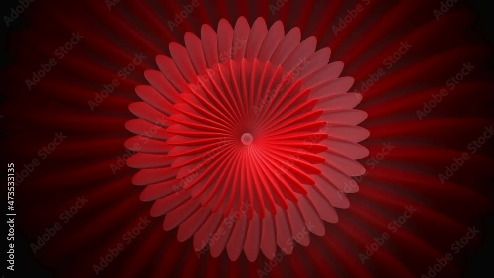 Poster seamless loop pattern with the circular shape resembling an opened flower bud. motion. transforming 