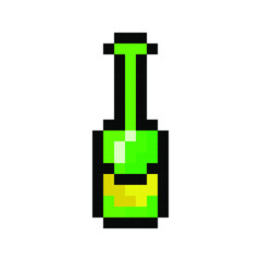 Obraz premium Pixel potion icon. Magic potion in pixel style. Vector illustration. Pixel art icon for game
