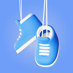 children shoes blue 3d rendering illustration
