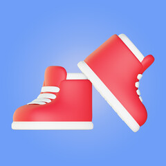 children shoes red 3d rendering illustration