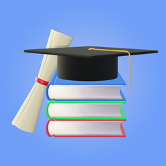 book width graduation concept 3d rendering illustration
