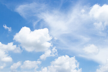 Fototapeta na wymiar Clear blue color sky with white cloud background