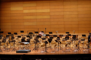 seating for the symphony musicians before the show begins