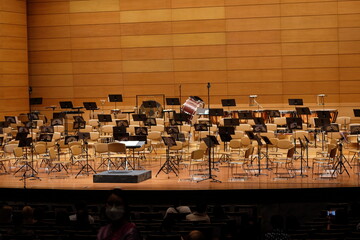 seating for the symphony musicians before the show begins