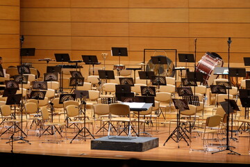 seating for the symphony musicians before the show begins