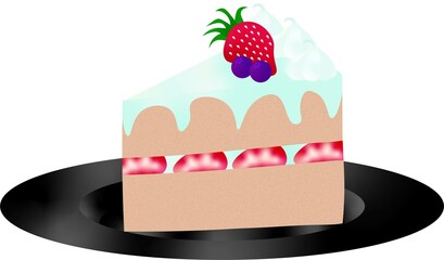 ケーキのイラスト　スイーツ　いちご　ベリー