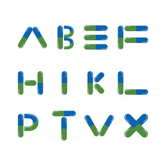 Set of alphabet logo icons template. Pill or Capsule Logo Design.