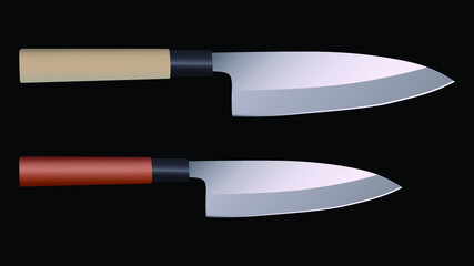 chef knives, butcher meat knives for butcher shop, Meat cutting knives, Cutlery icon set - vector realistic kitchen knives isolated, Vector illustration