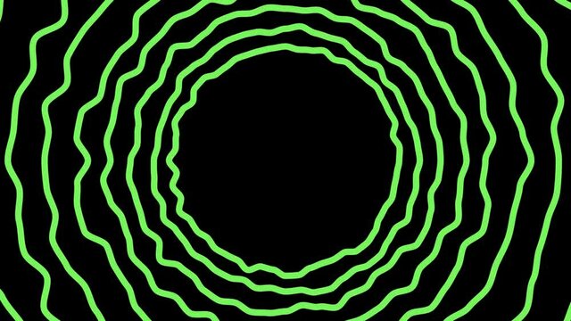 Hypnotic Green and Black Circular Static Lines Tunnel 