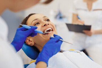 Patient having medical procedure of dentist