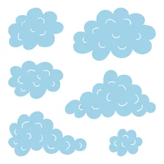 Fototapete Rund Set of design elements, abstract doodle cartoon clouds icons. © Ekaterina
