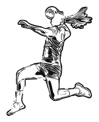 Joueuse de handball, féminin, shoot