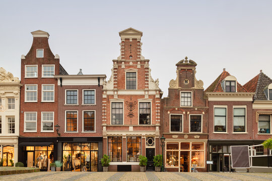 The Dutch shopping street Mient in the historic city center of Alkmaar, The Netherlands