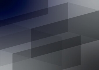 Fototapeta premium Abstract transparent isometric rectangular shapes with dark gradient blue background.