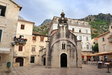 Fototapeta na wymiar Church of St. Luke in Old Town of Kotor, Montenegro