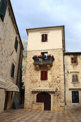 Historic houses in Old Town in Kotor, Montenegro