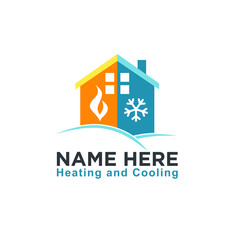 logo template for heating and cooling service, vector art.
